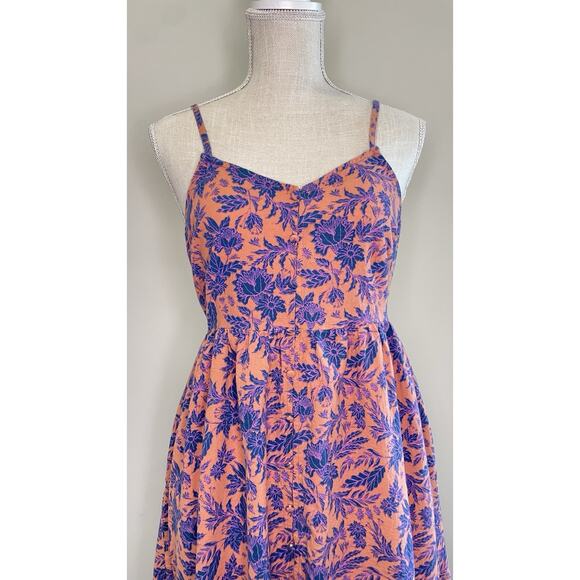 Universal Thread Orchid Floral Button Down Dress Tie Back Midi Sienna Blue XL - Picture 4 of 14